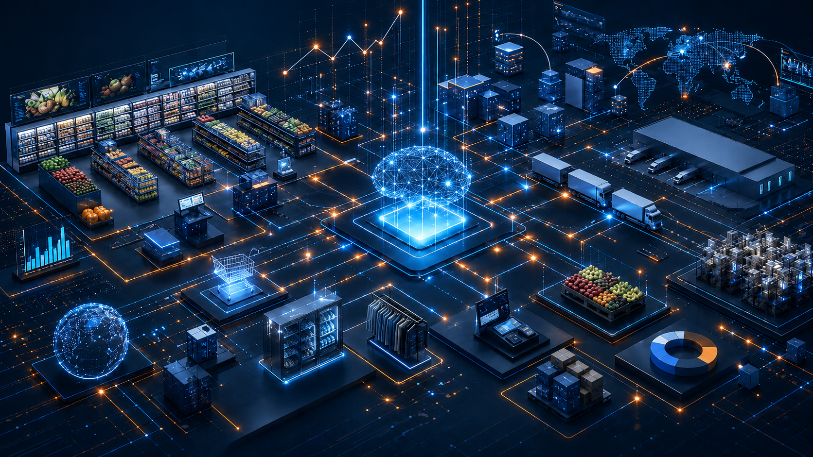 Retail intelligence ecosystem connected by SCAS AI and data workflows